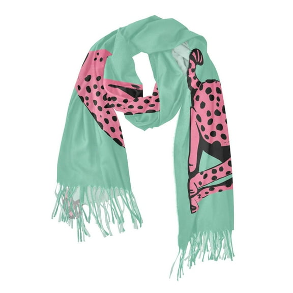 FORMRS Womens Scarf Winter Soft Long Big Warm Shawls Wrap Tassel Scarves, Pink Cheetah