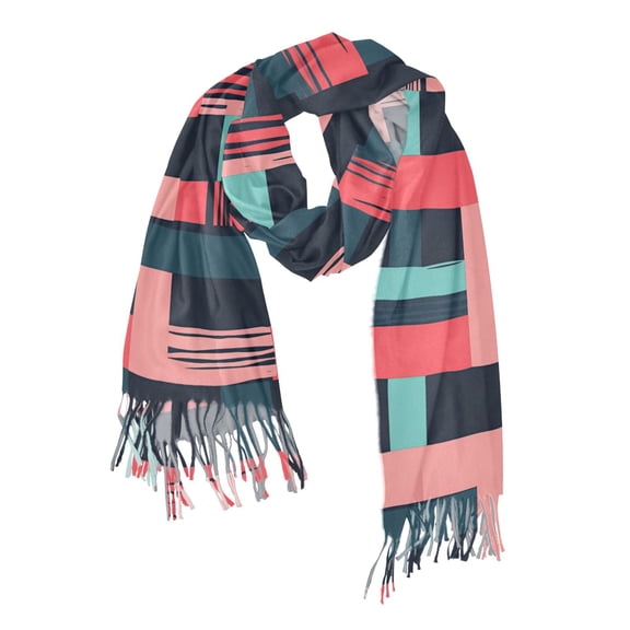 FORMRS Womens Scarf Winter Soft Long Big Warm Shawls Wrap Tassel Scarves, Pink Geometric