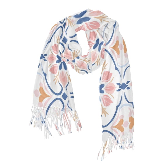 FORMRS Womens Scarf Winter Soft Long Big Warm Shawls Wrap Tassel Scarves, Pink Mosaic Pattern