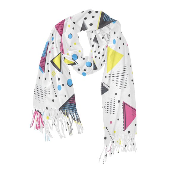 FORMRS Womens Scarf Winter Soft Long Big Warm Shawls Wrap Tassel Scarves, Pink Simple Shapes