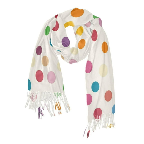 FORMRS Womens Scarf Winter Soft Long Big Warm Shawls Wrap Tassel Scarves, Polka Dot