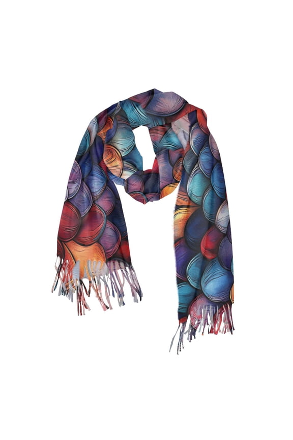 Womens Scarf Winter Soft Long Big Warm Shawls Wrap Tassel Scarves, Purple Dragon Scales Pattern