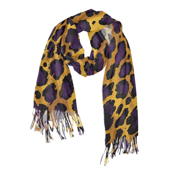FORMRS Womens Scarf Winter Soft Long Big Warm Shawls Wrap Tassel Scarves, Purple Leopard Pattern