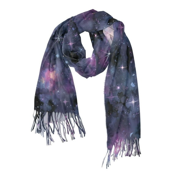 FORMRS Womens Scarf Winter Soft Long Big Warm Shawls Wrap Tassel Scarves, Purple Sky Pattern