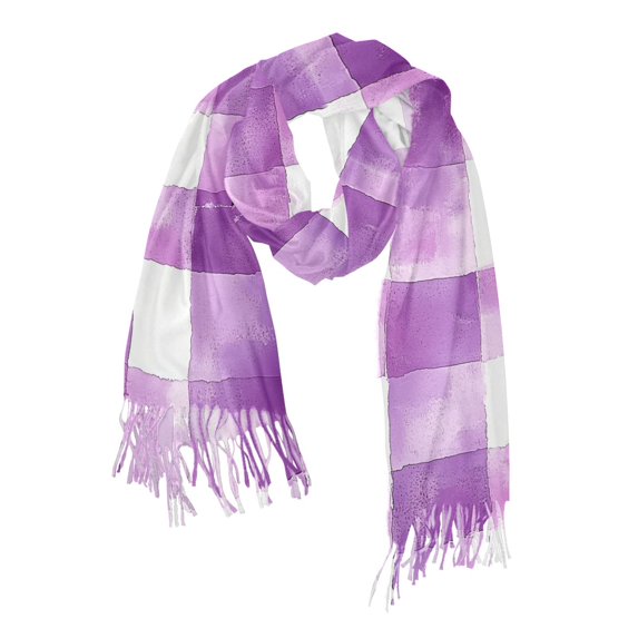 FORMRS Womens Scarf Winter Soft Long Big Warm Shawls Wrap Tassel Scarves, Purple and White Pattern