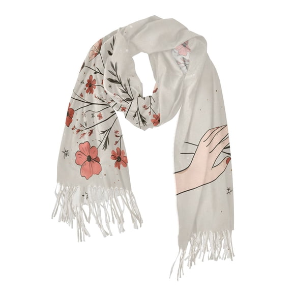 FORMRS Womens Scarf Winter Soft Long Big Warm Shawls Wrap Tassel Scarves, Red Flower