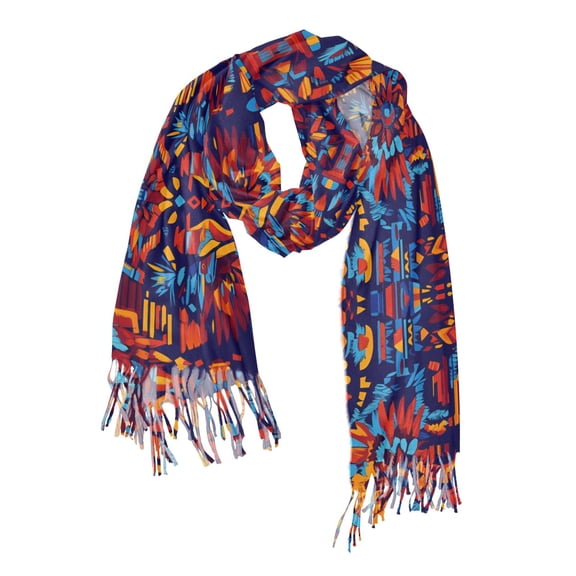 FORMRS Womens Scarf Winter Soft Long Big Warm Shawls Wrap Tassel Scarves, Red Geometric Eagle