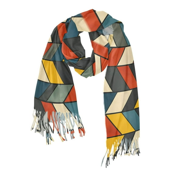 FORMRS Womens Scarf Winter Soft Long Big Warm Shawls Wrap Tassel Scarves, Red Geometric