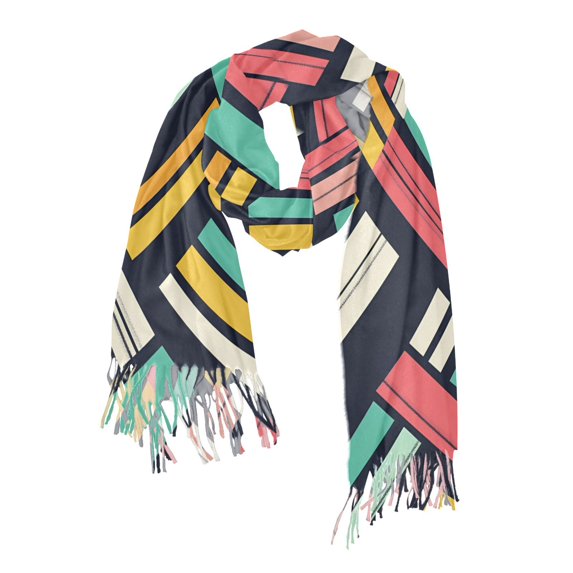 FORMRS Womens Scarf Winter Soft Long Big Warm Shawls Wrap Tassel Scarves, Red Geometric