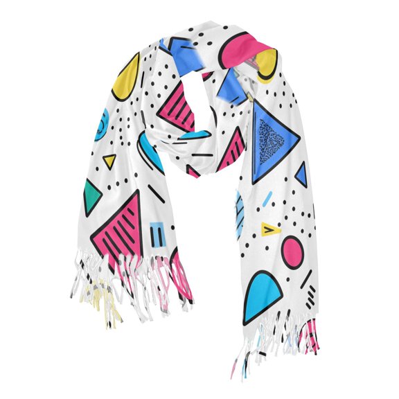 FORMRS Womens Scarf Winter Soft Long Big Warm Shawls Wrap Tassel Scarves, Red Retro Pattern