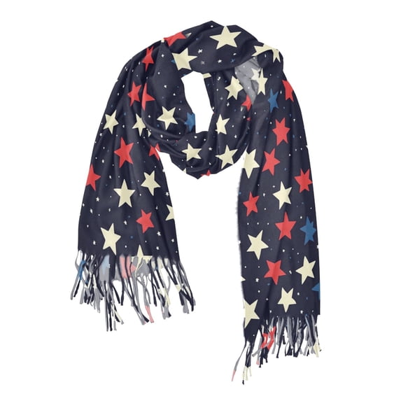 FORMRS Womens Scarf Winter Soft Long Big Warm Shawls Wrap Tassel Scarves, Red Starry Pattern