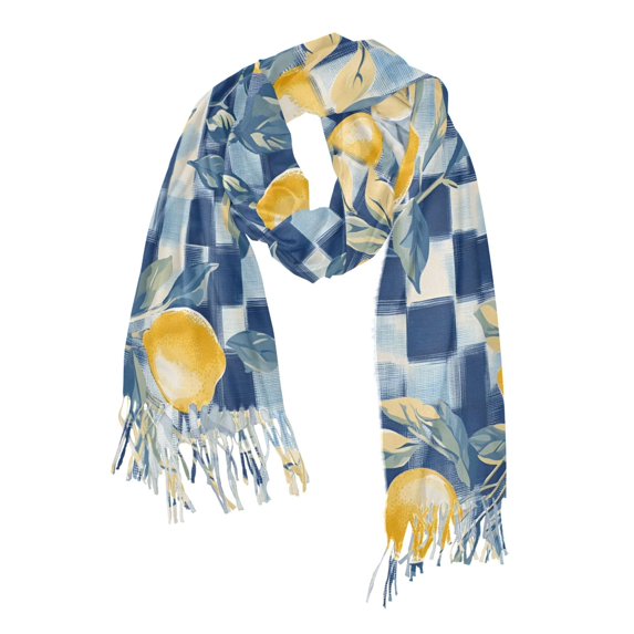 FORMRS Womens Scarf Winter Soft Long Big Warm Shawls Wrap Tassel Scarves, Retro Plaid Lemon