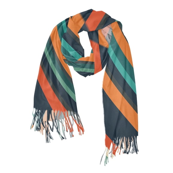 FORMRS Womens Scarf Winter Soft Long Big Warm Shawls Wrap Tassel Scarves, Retro Stripes