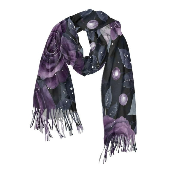 FORMRS Womens Scarf Winter Soft Long Big Warm Shawls Wrap Tassel Scarves, Roses and Pearls