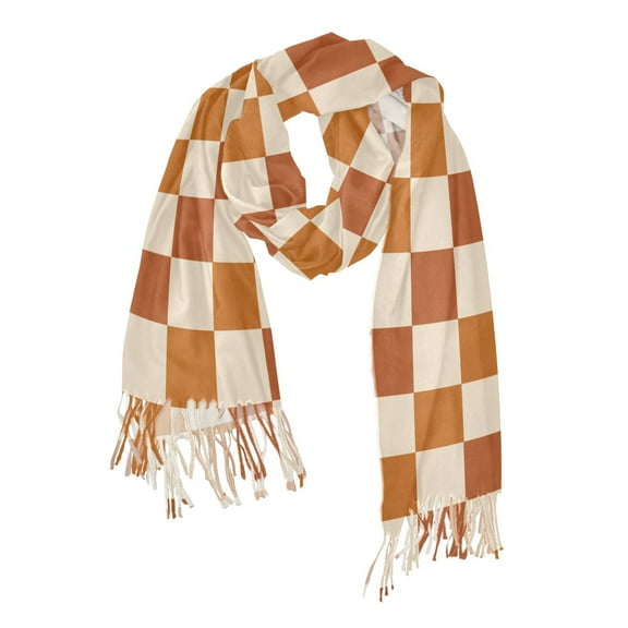 FORMRS Womens Scarf Winter Soft Long Big Warm Shawls Wrap Tassel Scarves, Rusty Orange Plaid