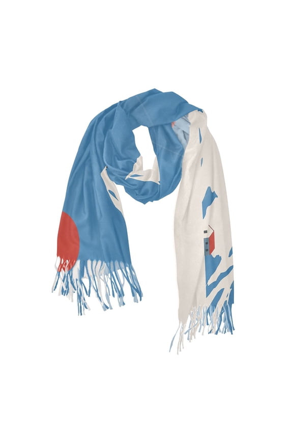 Womens Scarf Winter Soft Long Big Warm Shawls Wrap Tassel Scarves, Snow Mountain