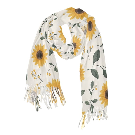 FORMRS Womens Scarf Winter Soft Long Big Warm Shawls Wrap Tassel Scarves, Sunflower Pattern