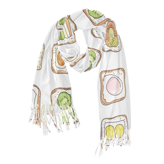 FORMRS Womens Scarf Winter Soft Long Big Warm Shawls Wrap Tassel Scarves, Toasts Pattern