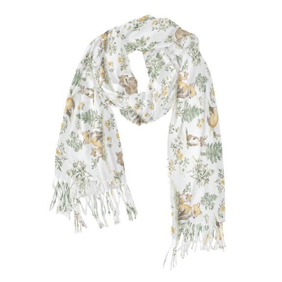 FORMRS Womens Scarf Winter Soft Long Big Warm Shawls Wrap Tassel Scarves, Watercolor Forest Pattern