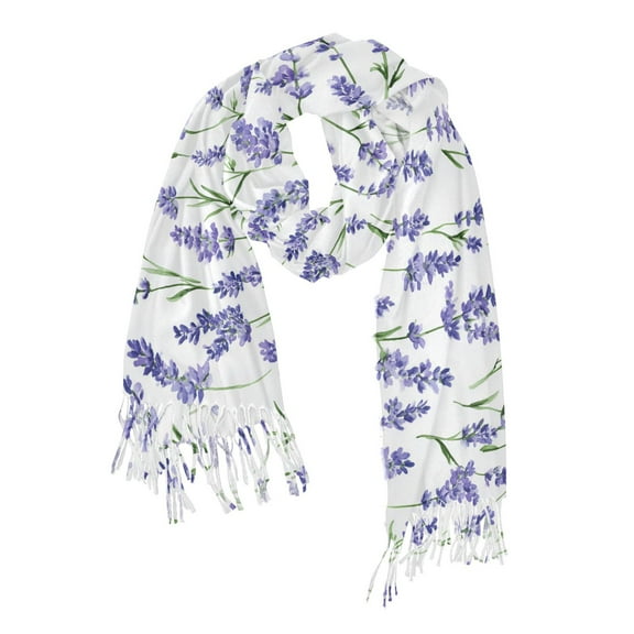FORMRS Womens Scarf Winter Soft Long Big Warm Shawls Wrap Tassel Scarves, Watercolor Lavender Pattern