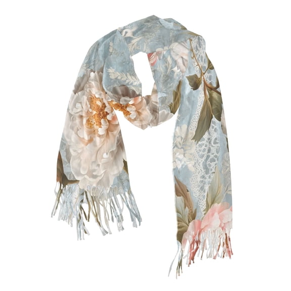 FORMRS Womens Scarf Winter Soft Long Big Warm Shawls Wrap Tassel Scarves, Whimsical Rose