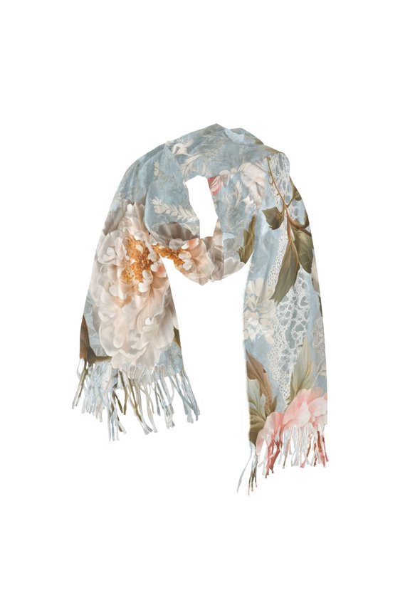 Womens Scarf Winter Soft Long Big Warm Shawls Wrap Tassel Scarves, Whimsical Rose