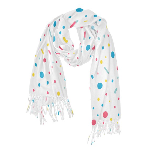 FORMRS Womens Scarf Winter Soft Long Big Warm Shawls Wrap Tassel Scarves, White Retro Pattern