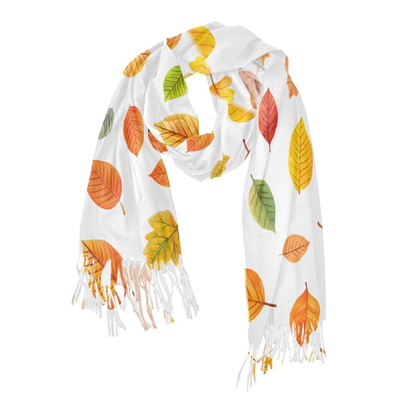 FORMRS Womens Scarf Winter Soft Long Big Warm Shawls Wrap Tassel Scarves, Yellow Leaves