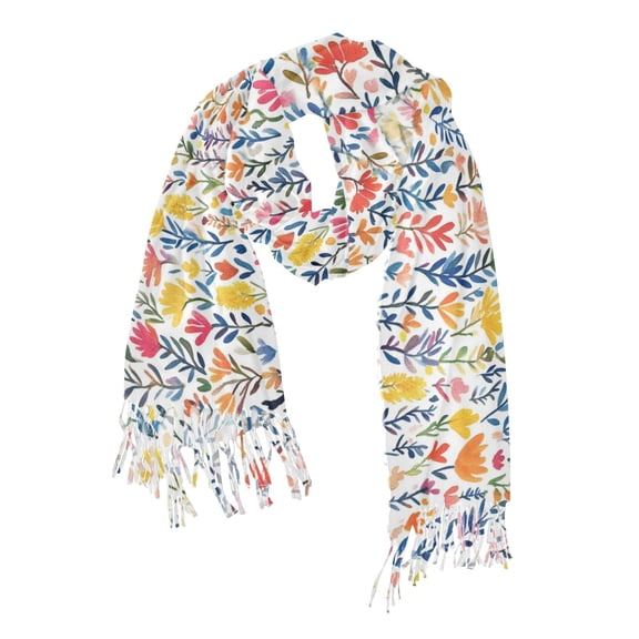 FORMRS Womens Scarf Winter Soft Long Big Warm Shawls Wrap Tassel Scarves, Yellow Wildflower Pattern