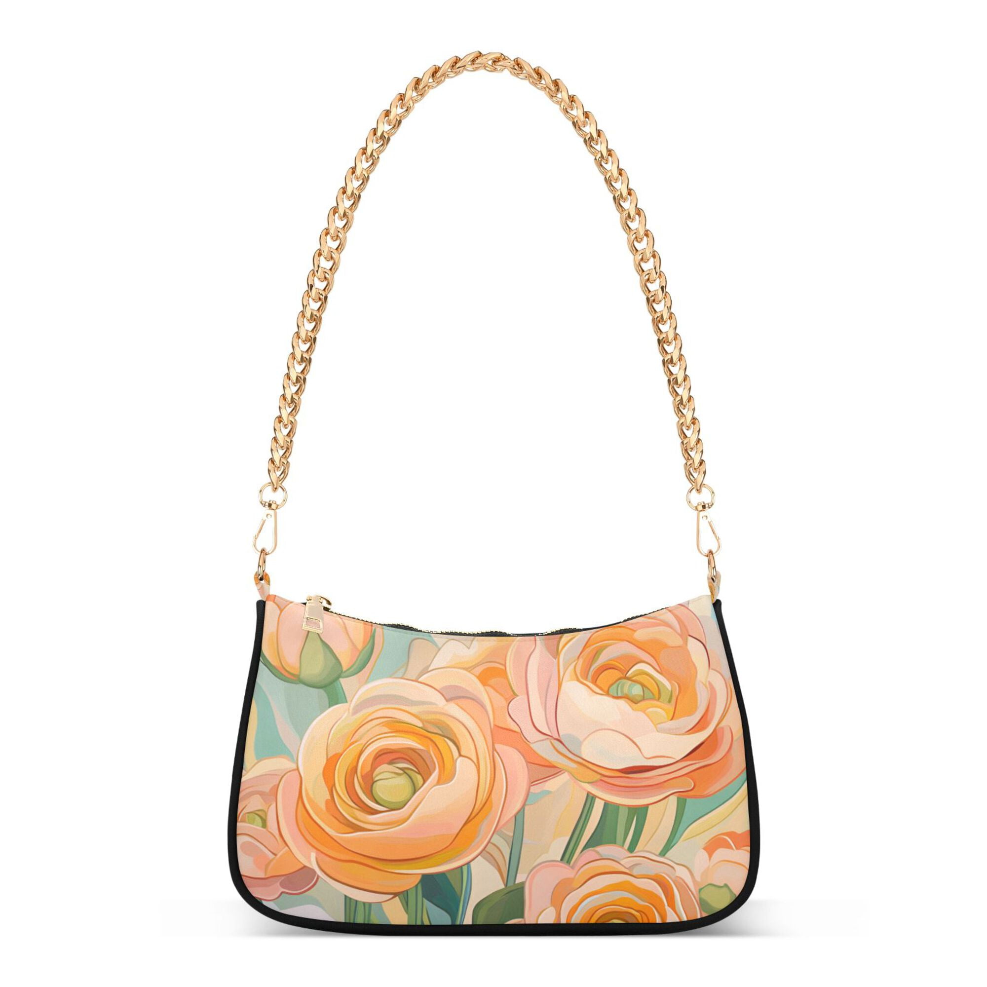 FORMRS Womens Shoulder Bag with Chain Strap Clutch Purse Cute Tote Handbag, Abstract Floral Art