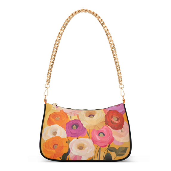 FORMRS Womens Shoulder Bag with Chain Strap Clutch Purse Cute Tote Handbag, Abstract Floral