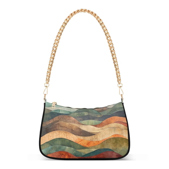 FORMRS Womens Shoulder Bag with Chain Strap Clutch Purse Cute Tote Handbag, Abstract Wavy Landscape