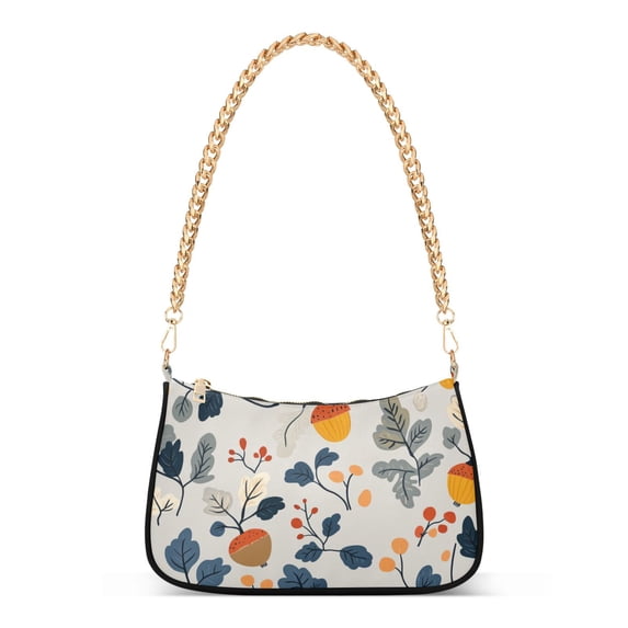 FORMRS Womens Shoulder Bag with Chain Strap Clutch Purse Cute Tote Handbag, Acorn Leaves Pattern