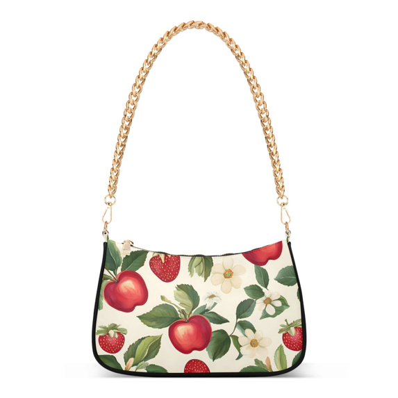 FORMRS Womens Shoulder Bag with Chain Strap Clutch Purse Cute Tote Handbag, Apple Leaves Pattern