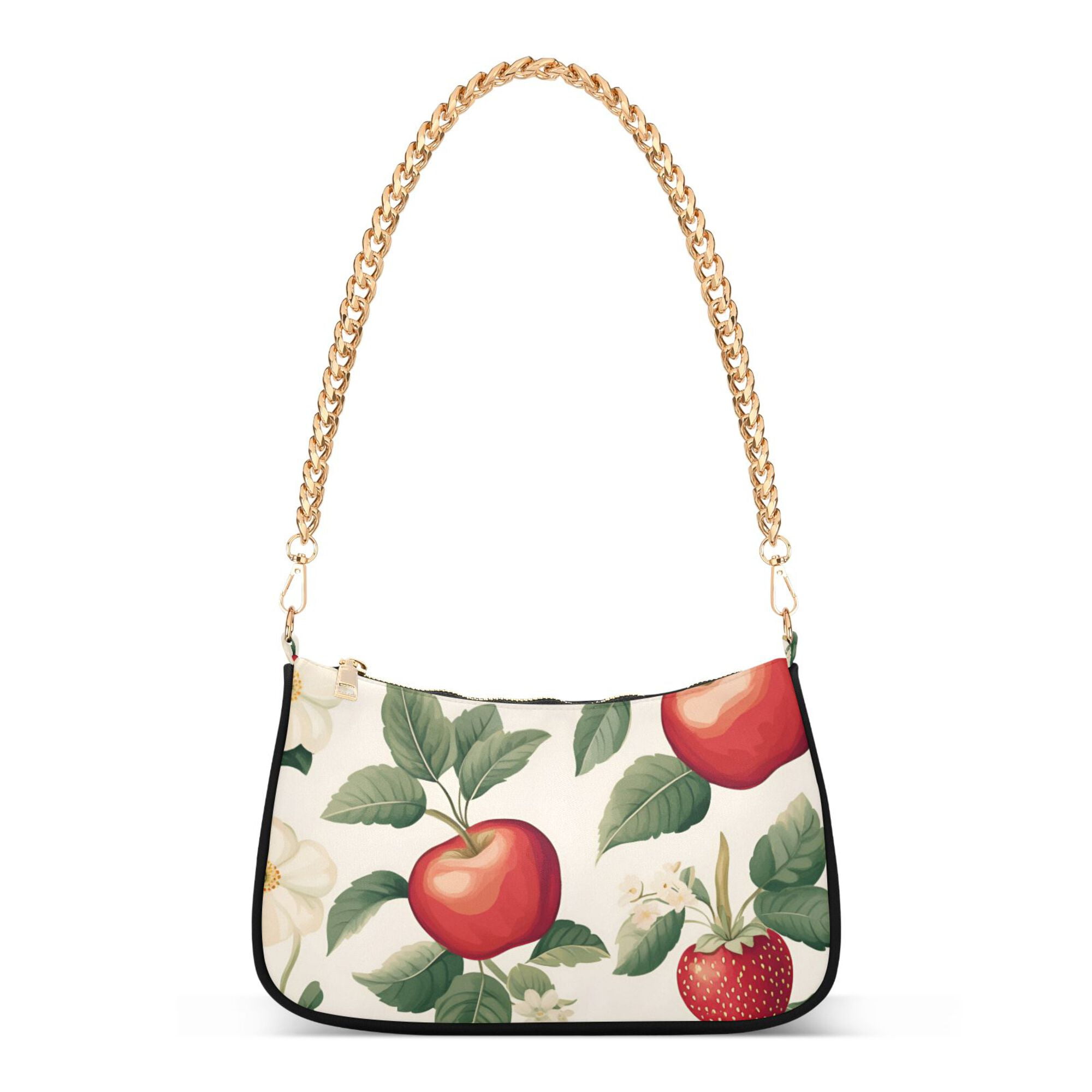 FORMRS Womens Shoulder Bag with Chain Strap Clutch Purse Cute Tote Handbag, Apples Flower Pattern
