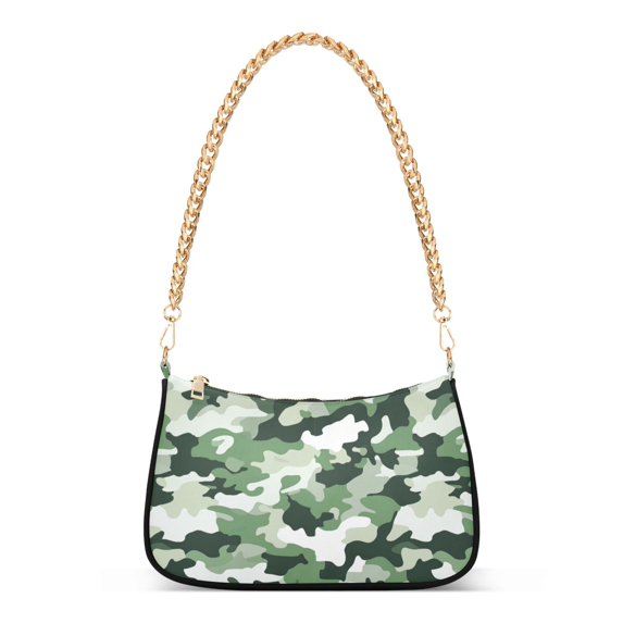 FORMRS Womens Shoulder Bag with Chain Strap Clutch Purse Cute Tote Handbag, Army Green Camouflage Pattern