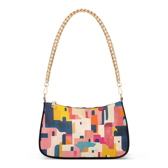 FORMRS Womens Shoulder Bag with Chain Strap Clutch Purse Cute Tote Handbag, Art Geometric