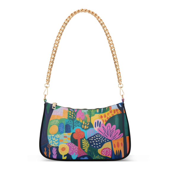 FORMRS Womens Shoulder Bag with Chain Strap Clutch Purse Cute Tote Handbag, Art Plants