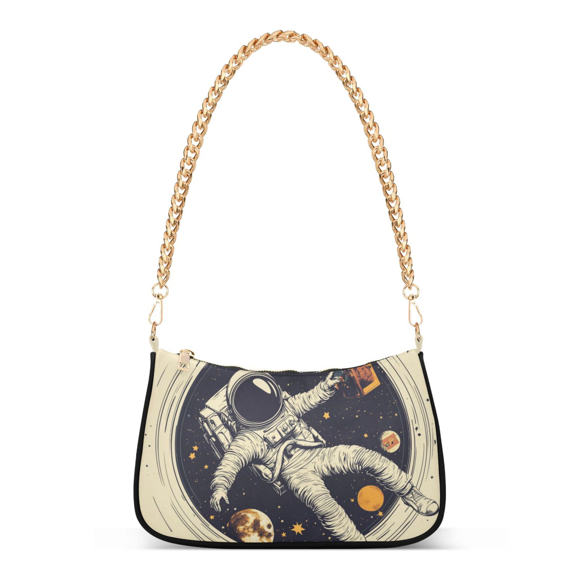 FORMRS Womens Shoulder Bag with Chain Strap Clutch Purse Cute Tote Handbag, Astronaut Floating