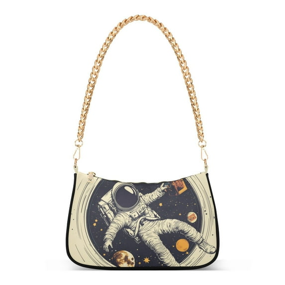 FORMRS Womens Shoulder Bag with Chain Strap Clutch Purse Cute Tote Handbag, Astronaut Floating