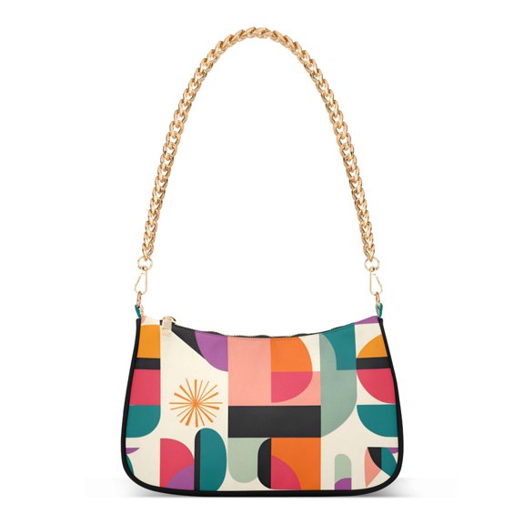 FORMRS Womens Shoulder Bag with Chain Strap Clutch Purse Cute Tote Handbag, Beige Abstract