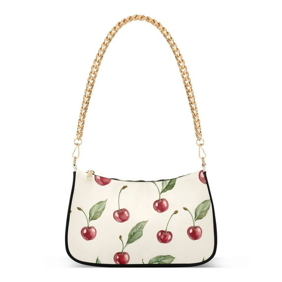 FORMRS Womens Shoulder Bag with Chain Strap Clutch Purse Cute Tote Handbag, Beige Cherry