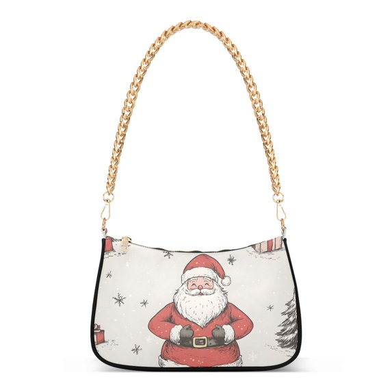 FORMRS Womens Shoulder Bag with Chain Strap Clutch Purse Cute Tote Handbag, Beige Christmas Santa