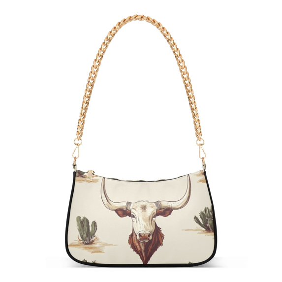 FORMRS Womens Shoulder Bag with Chain Strap Clutch Purse Cute Tote Handbag, Beige Cowboy Pattern
