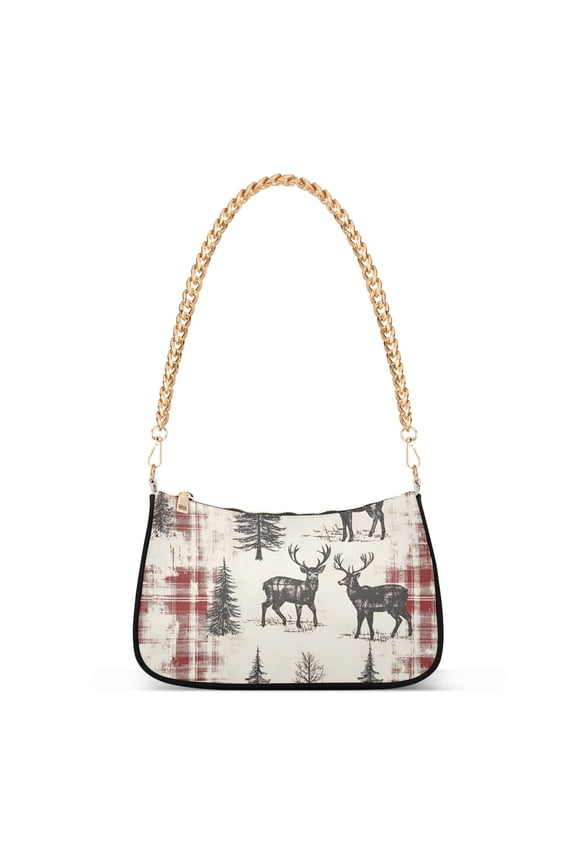 Womens Shoulder Bag with Chain Strap Clutch Purse Cute Tote Handbag, Beige Deer