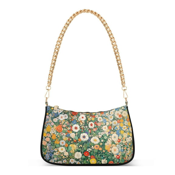 FORMRS Womens Shoulder Bag with Chain Strap Clutch Purse Cute Tote Handbag, Beige Floral Garden