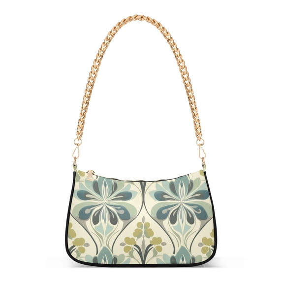 FORMRS Womens Shoulder Bag with Chain Strap Clutch Purse Cute Tote Handbag, Beige Floral Pattern