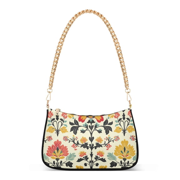 FORMRS Womens Shoulder Bag with Chain Strap Clutch Purse Cute Tote Handbag, Beige Floral