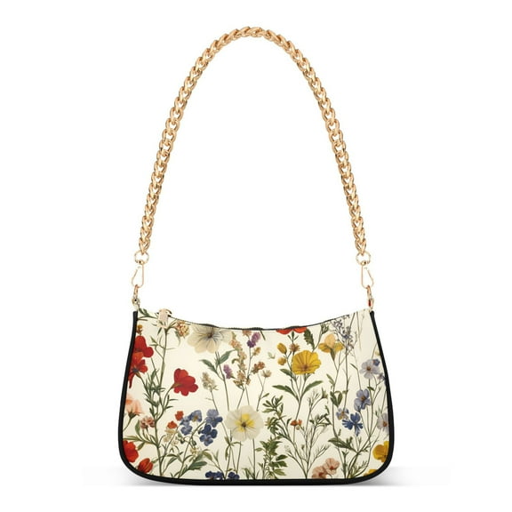 FORMRS Womens Shoulder Bag with Chain Strap Clutch Purse Cute Tote Handbag, Beige Floral