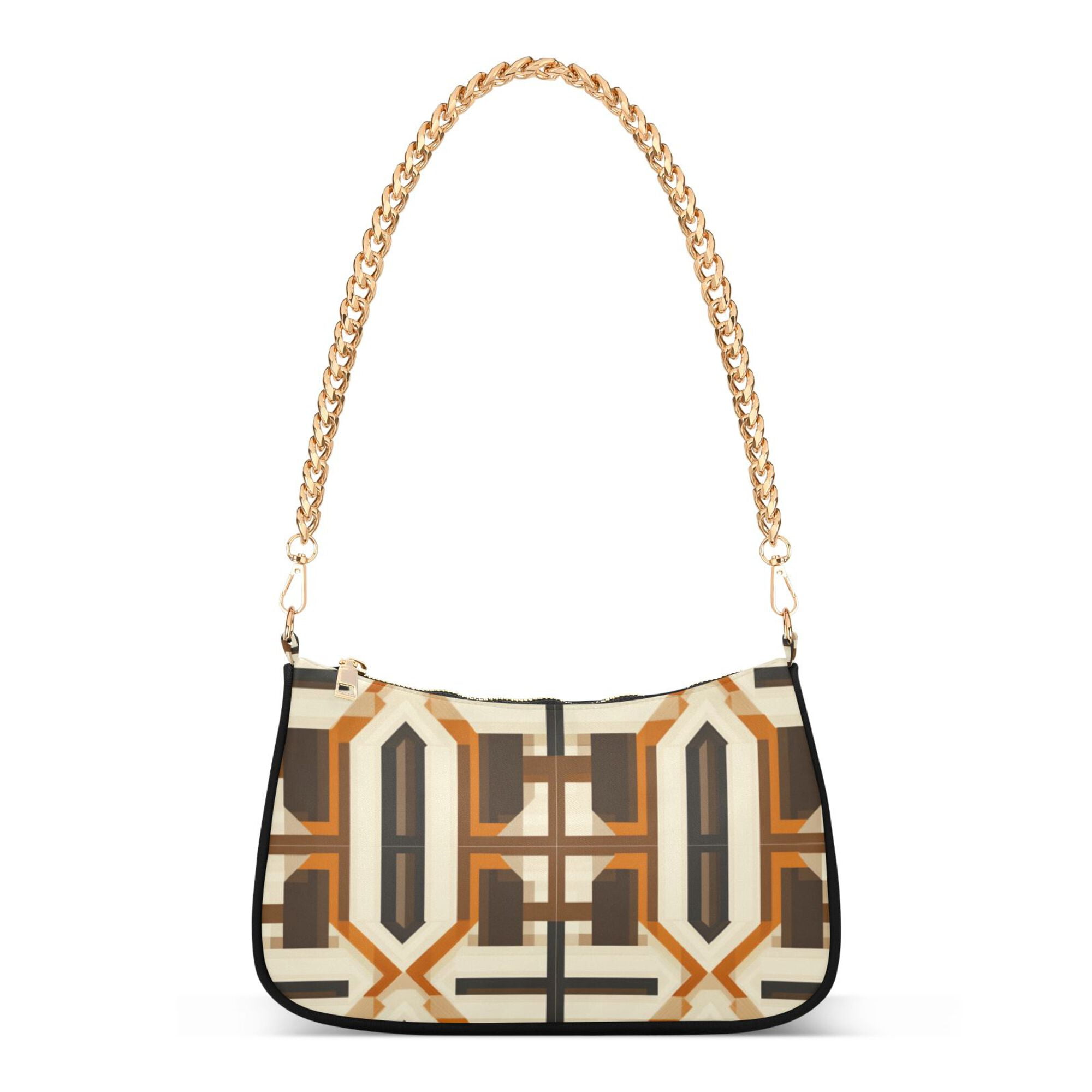 FORMRS Womens Shoulder Bag with Chain Strap Clutch Purse Cute Tote Handbag, Beige Geometric